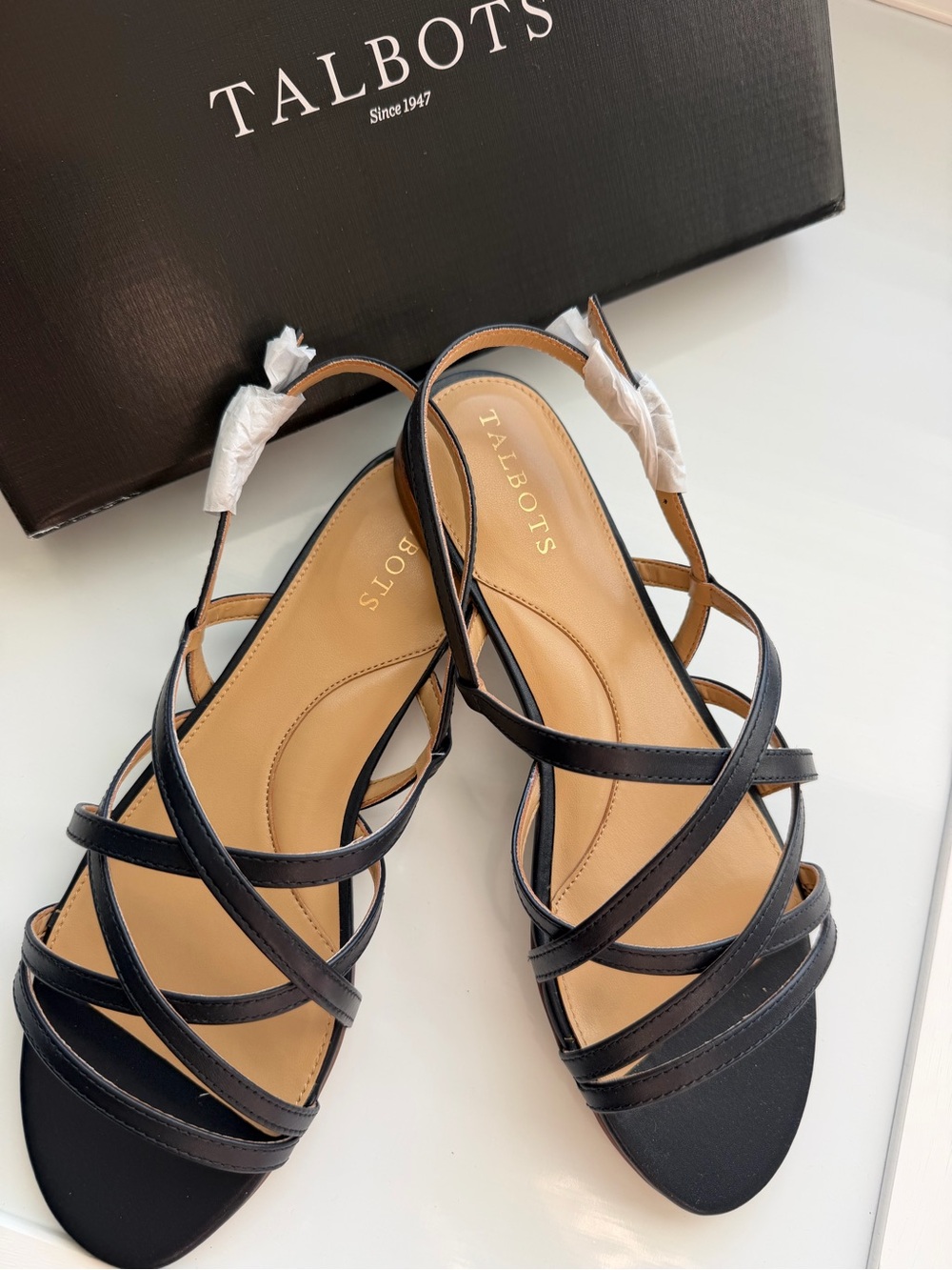 Talbots Keri Strappy Flat Sandals Indigo Blue Size 7 NWB